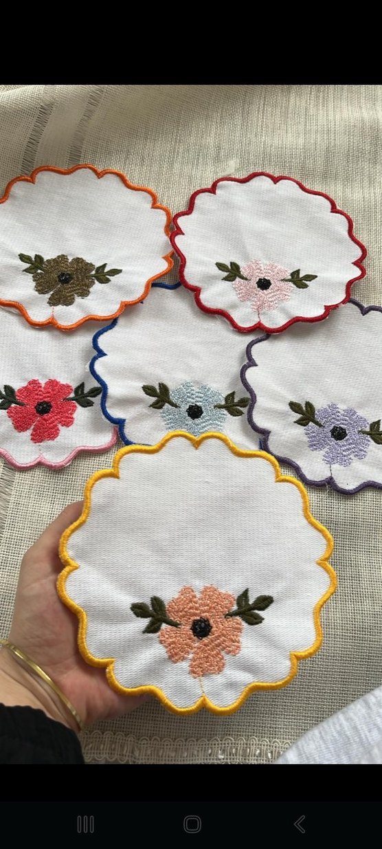 Altın Kenarlı Nakışlı Klasik Peçete kahve sunum peçetesi - Görsel 2