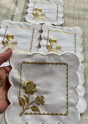 Bohem Çiçek Nakışlı Dekoratif Parça kahve sunum peçetesi #kahve - Görsel 12