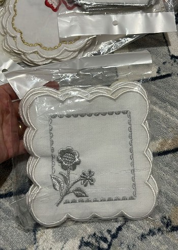 Bohem Çiçek Nakışlı Dekoratif Parça kahve sunum peçetesi #kahve - Görsel 16