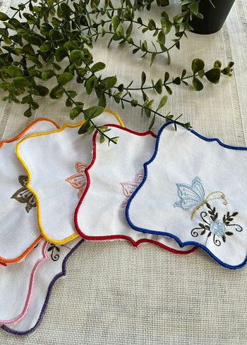 Bohem Çiçek Nakışlı Dekoratif Parça kahve sunum peçetesi #kahve - Görsel 5