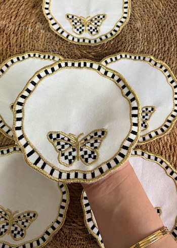 Bohem Çiçek Nakışlı Dekoratif Parça kahve sunum peçetesi #kahve - Görsel 2