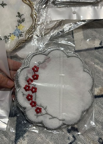 Bohem Çiçek Nakışlı Dekoratif Parça kahve sunum peçetesi #kahve - Görsel 17