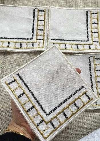 Bohem Çiçek Nakışlı Dekoratif Parça kahve sunum peçetesi #kahve - Görsel 11