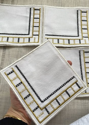 Bohem Çiçek Nakışlı Dekoratif Parça kahve sunum peçetesi #kahve - Görsel 20