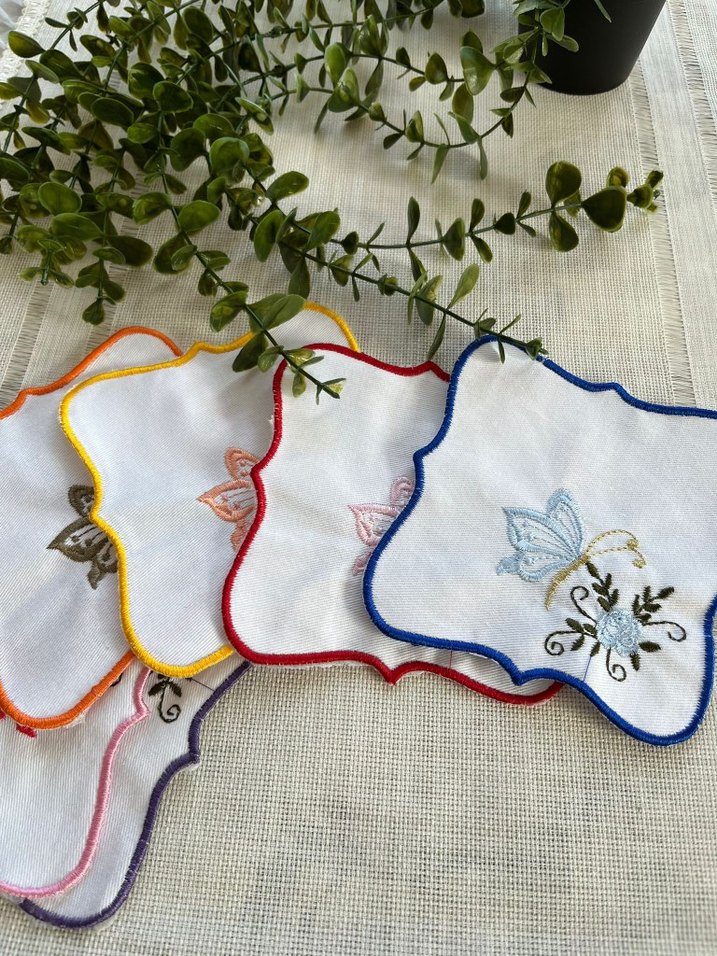 Bohem Çiçek Nakışlı Dekoratif Parça kahve sunum peçetesi #kahve - Görsel 5