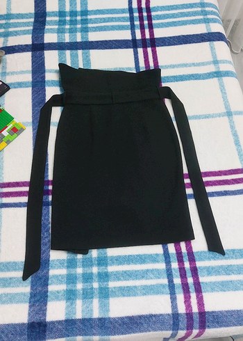 Kemer Detaylı Siyah Midi Mini Etek - Görsel 7