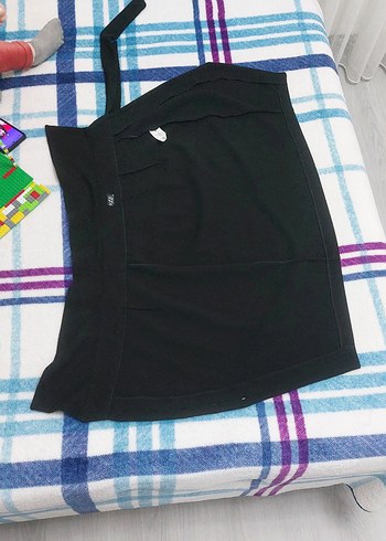 Kemer Detaylı Siyah Midi Mini Etek - Görsel 6