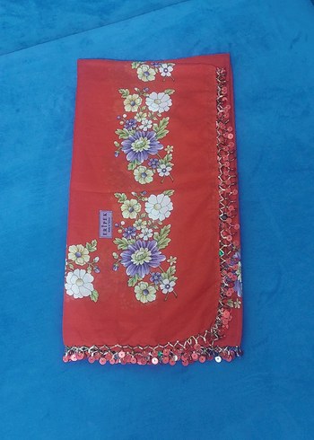 Dantel Detaylı Kırmızı Bohem Fular - Görsel 2