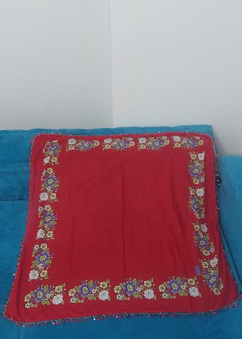 Dantel Detaylı Kırmızı Bohem Fular - Görsel 6