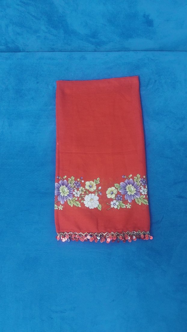 Dantel Detaylı Kırmızı Bohem Fular - Görsel 3