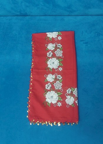 Çiçek Desenli Kırmızı Kadın Fular - Görsel 5