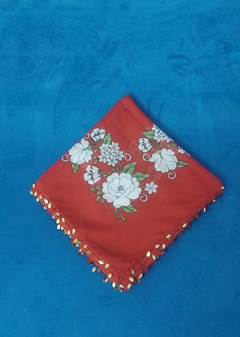 Çiçek Desenli Kırmızı Kadın Fular - Görsel 2