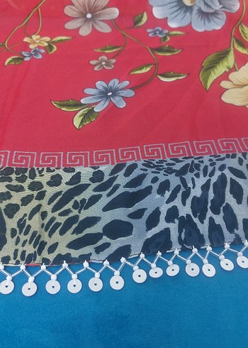 Dantel Detaylı Kırmızı Kadın Fular - Görsel 5