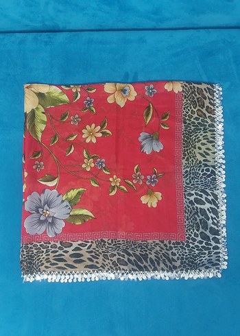 Dantel Detaylı Kırmızı Kadın Fular - Görsel 3