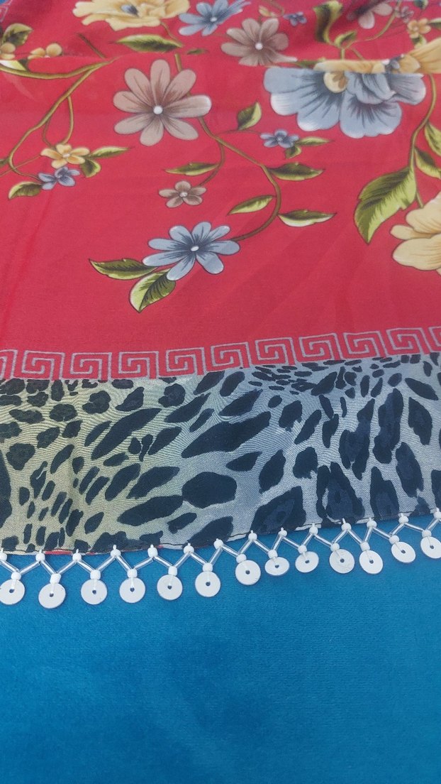 Dantel Detaylı Kırmızı Kadın Fular - Görsel 5