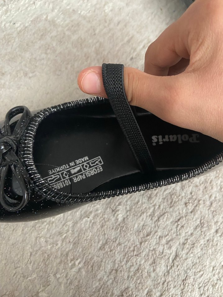 Kızlar İçin Siyah Kemerli Bale Düz Ayakkabı - Görsel 5