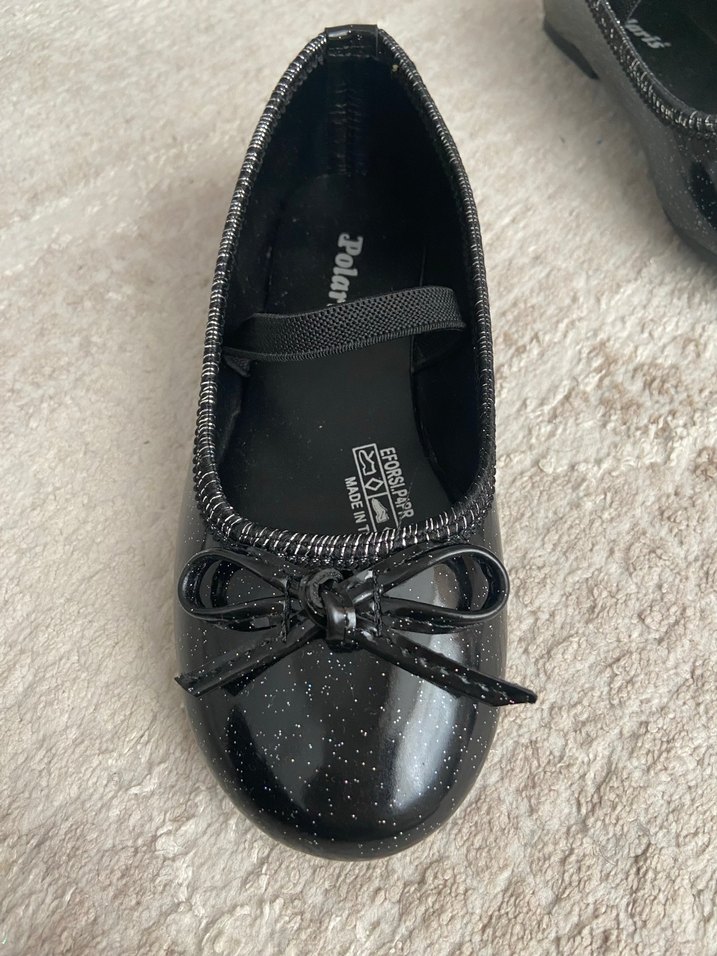 Kızlar İçin Siyah Kemerli Bale Düz Ayakkabı - Görsel 3