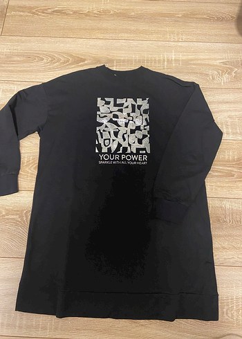 Siyah Baskılı Uzun Kollu Kadın Sweatshirt
