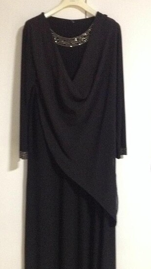 Siyah sandy kumaş abiye elbise