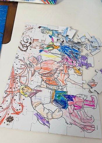 Disney Frozen Çift Taraflı Renkli Puzzle - Görsel 7