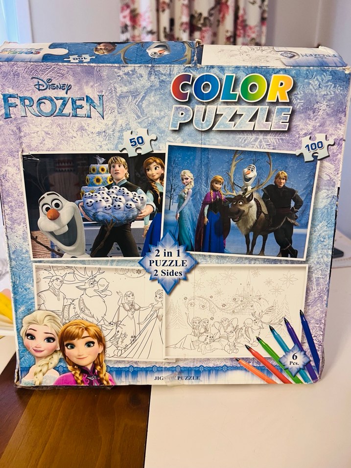 Disney Frozen Çift Taraflı Renkli Puzzle - Görsel 3