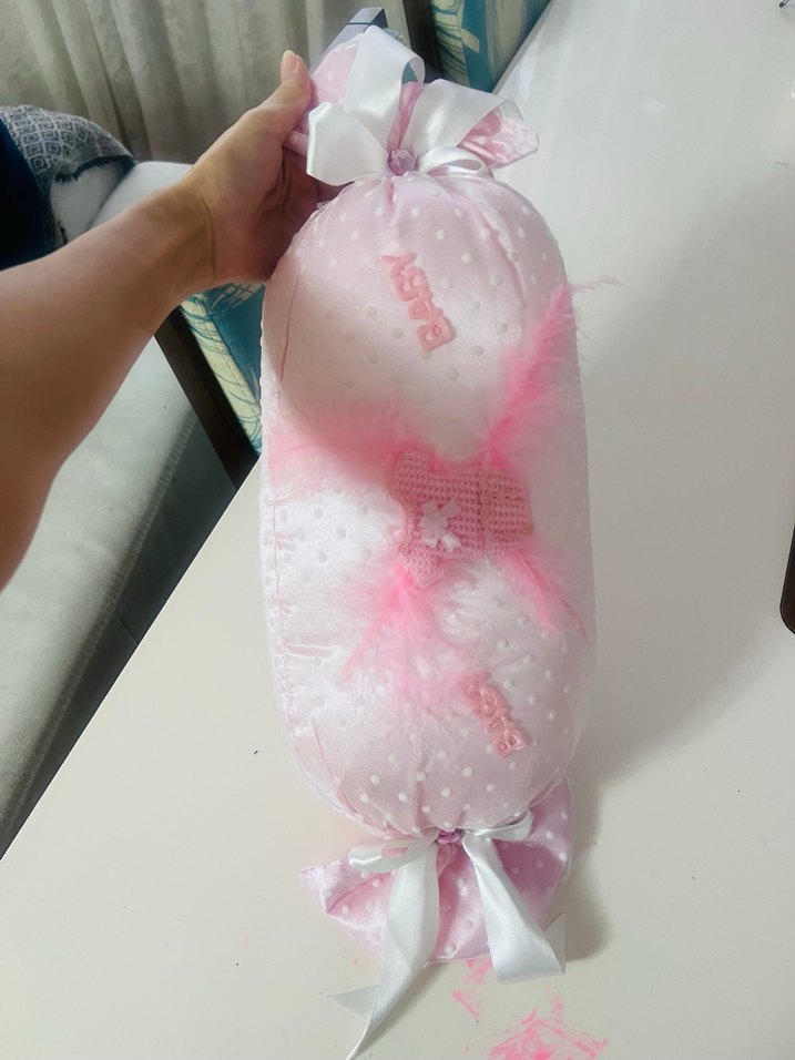 Pembe Nakışlı takı yastığı Yastığı el yapımıdır. - Görsel 4