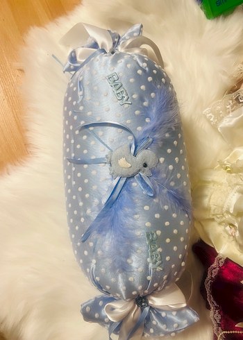 Bebek takı yastığı Mavi el yapımıdır. - Görsel 2