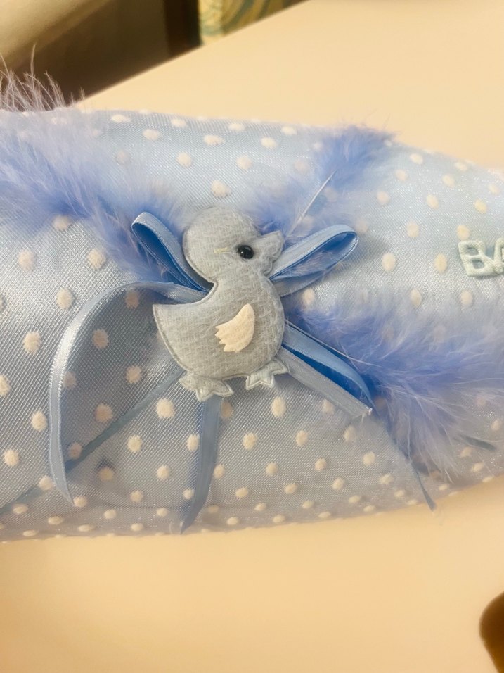 Bebek takı yastığı Mavi el yapımıdır. - Görsel 3