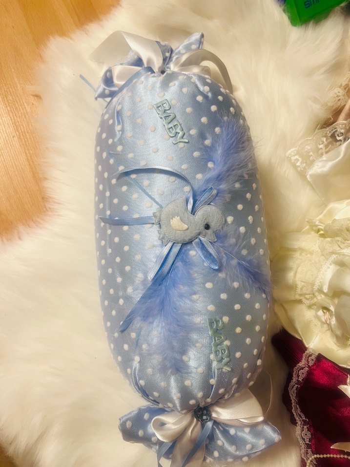 Bebek takı yastığı Mavi el yapımıdır. - Görsel 2