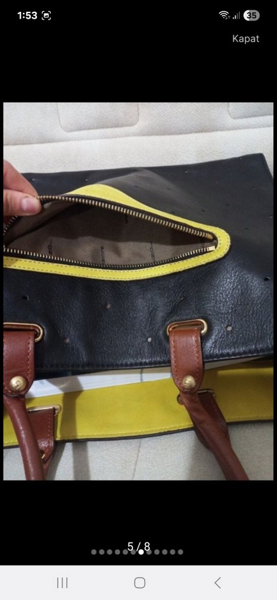 Siyah Deri Kadın Çanta Fendi marka - Görsel 5