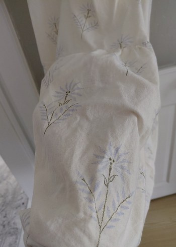 Beyaz Keten Uzun Elbise - Görsel 3