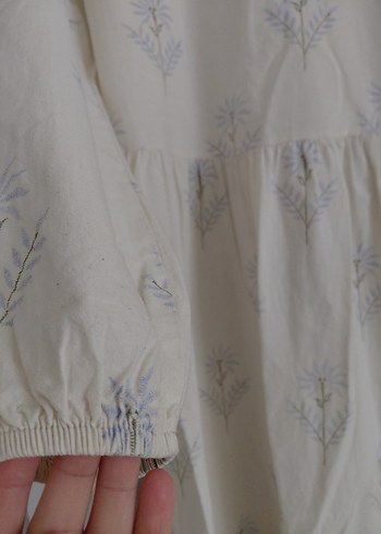 Beyaz Keten Uzun Elbise - Görsel 2