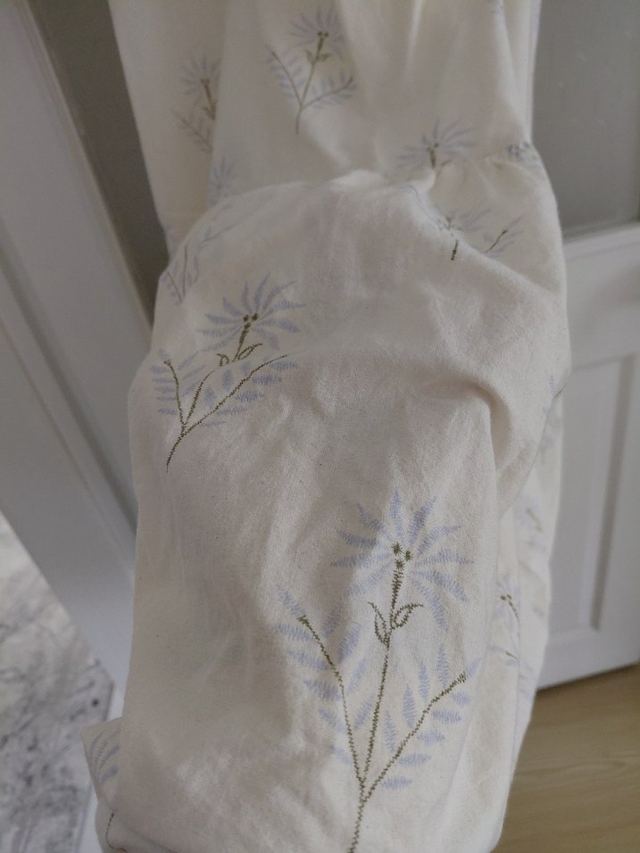 Beyaz Keten Uzun Elbise - Görsel 3