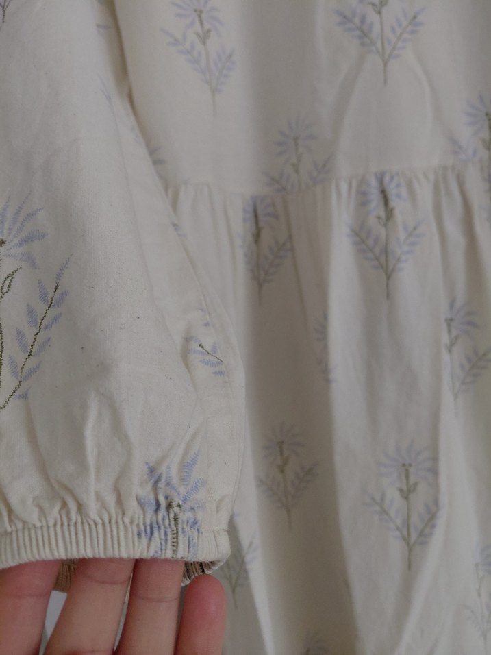 Beyaz Keten Uzun Elbise - Görsel 2