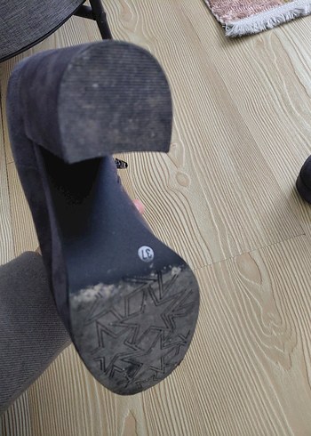 Gri Süet Platform Topuklu Kadın Bot - Görsel 4