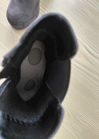 Gri Süet Platform Topuklu Kadın Bot - Görsel 5