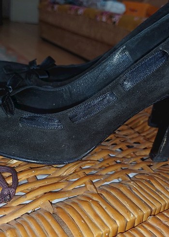 Siyah Süet Topuklu Kadın Stiletto - Görsel 3