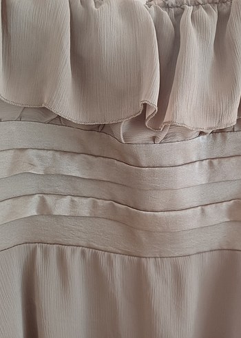 Vizon Fırfırlı Kare Yaka Midi Abiye Elbise - Görsel 4