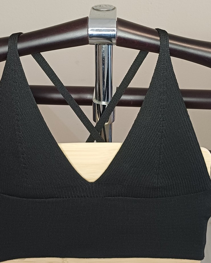 Siyah Spor Bralet, Kısa Kesim, İnce Askılı - Görsel 2