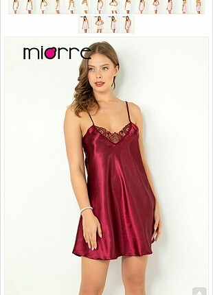 m Beden Miorre M_L bordo saten gecelik 