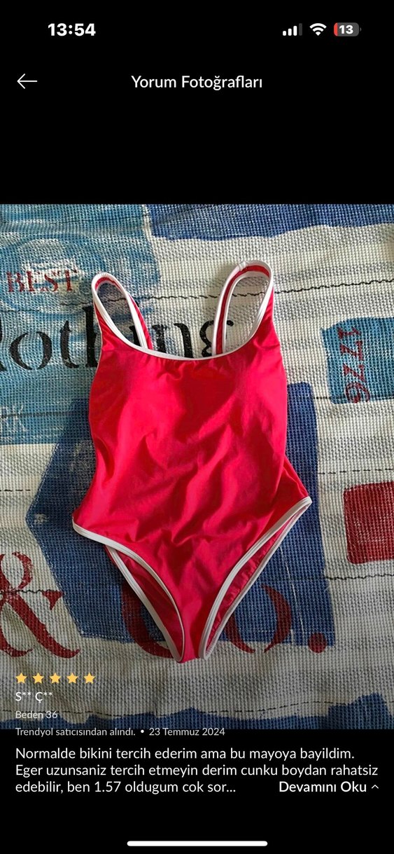 Kırmızı İnce Askılı Kadın Mayo - Görsel 3