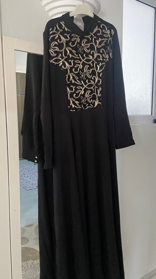 Nakışlı Siyah Uzun Kollu Gotik Kadın Elbise - Görsel 2