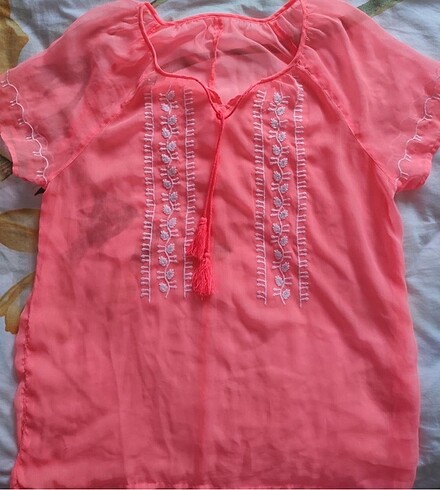Desenli Pembe bluz
