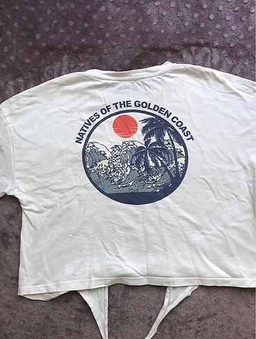 Addax Sırt Baskılı Önden Bağlamalı T-shirt