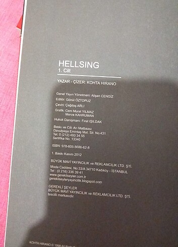  Beden Renk Hellsing 1-3