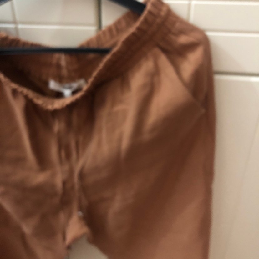 Kahverengi Keten Kadın Pantolon - Görsel 3