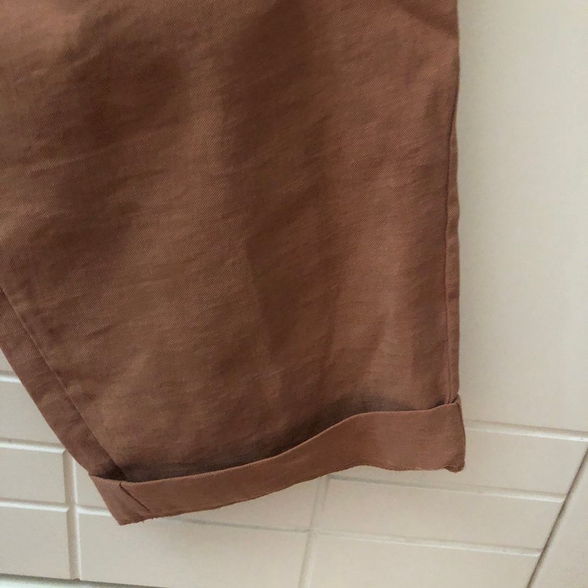 Kahverengi Keten Kadın Pantolon - Görsel 2