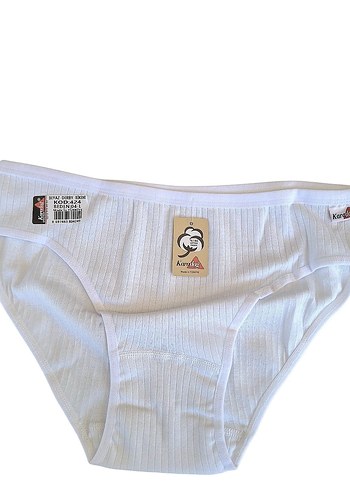Diğer Beyaz Kadın Külot 3'lü Paket PAMUK Kaşkorse Fitilli Normal Bel