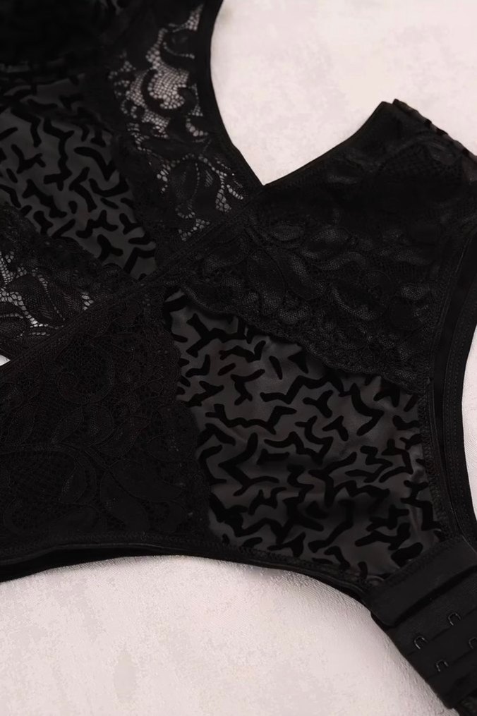 Siyah Desenli Gotik Mini Sütyen - Görsel 3