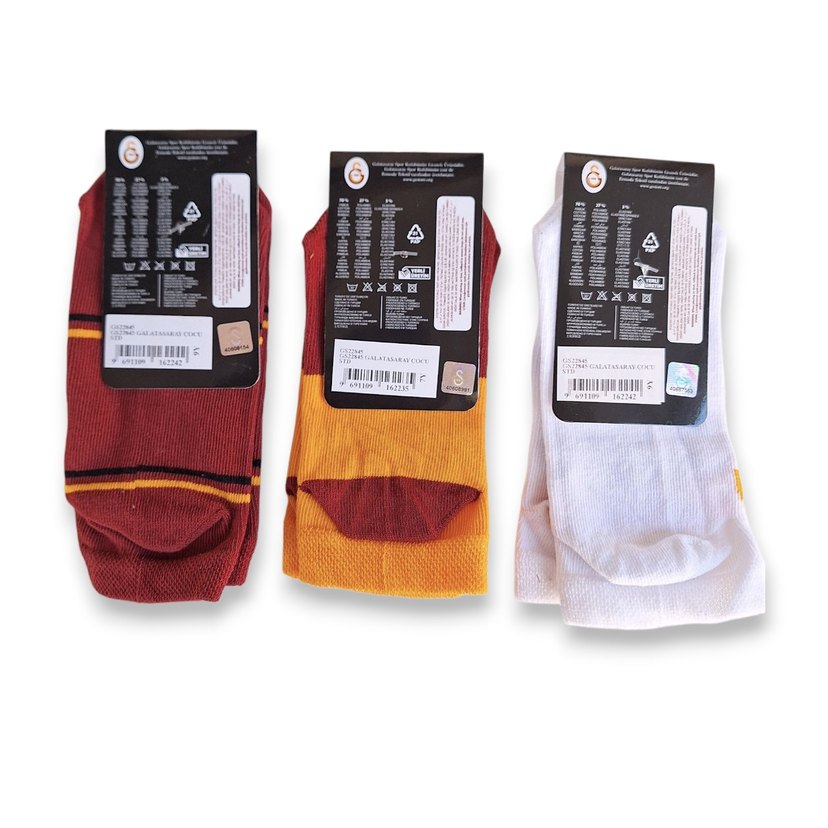 Erkek Çocuk Baskılı Çorap Seti #3lü Lisanslı Gs #Taraftar Çorabı - Görsel 2